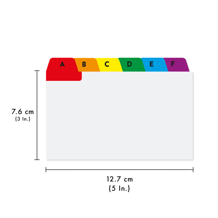 Concord-gidskaarten 5x3"(127 mm x 76 mm) met veelkleurige AZ-lipjes