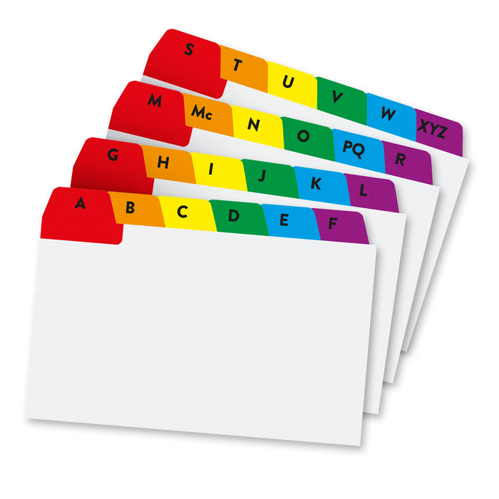 Cartes guides Pukka 5x3"(127 mm x 76 mm) avec onglets multicolores A-Z