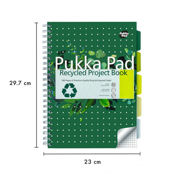 Pukka Pads A4 5x5 kariertes recyceltes Projektbuch – 3er-Pack