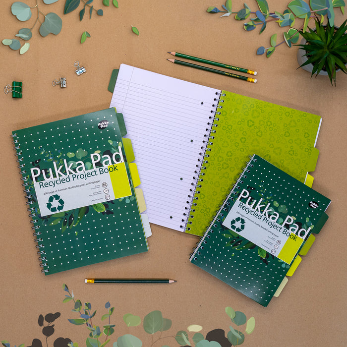 Pukka Pads A4 liniertes recyceltes Projektbuch – 3er-Pack 