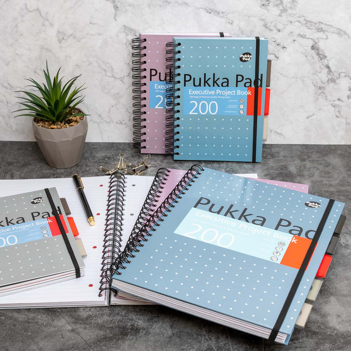 Pukka Pads Executive-Projektbücher im A4-Format, metallisch liniert, sortiert, 3er-Pack