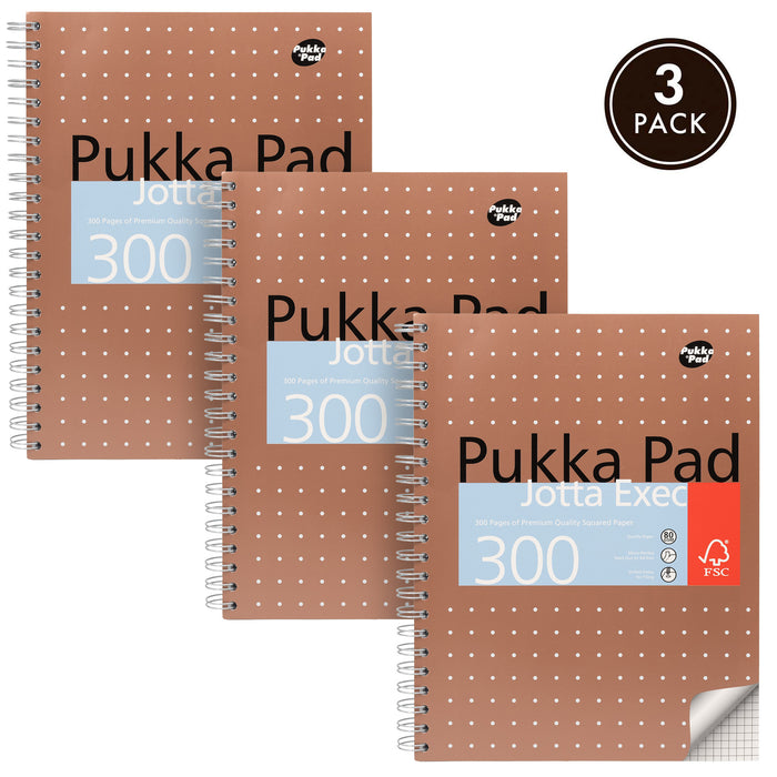 Pukka Pads A4 Metallic Executive 5x5 kariertes Jotta-Notizbuch – 3er-Pack