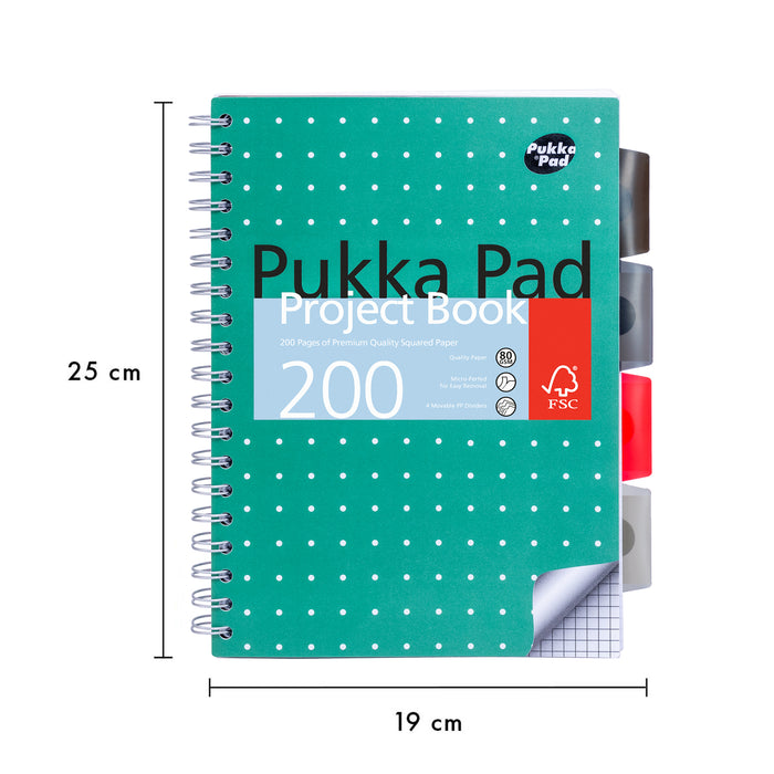 Pukka Pads B5 Metallic 5x5 Carré Carnet de projets - Paquet de 3