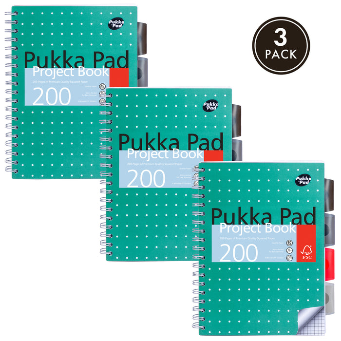 Pukka Pads B5 Metallic 5x5 Vierkant Projectboek - Pakket van 3