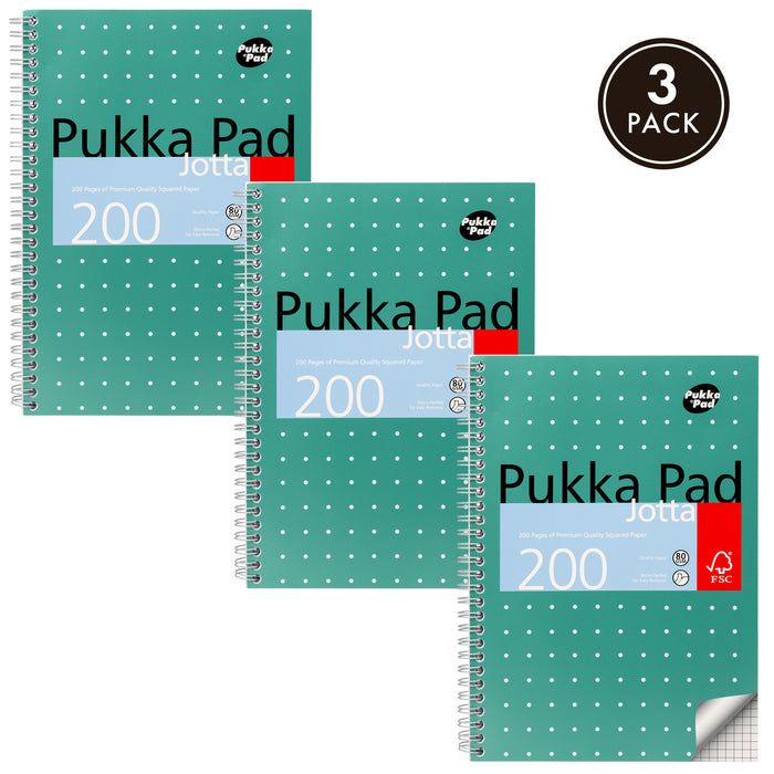 Pukka Pads Metallic 5x5 Carnet B5 Jotta Carnet - Paquet de 3