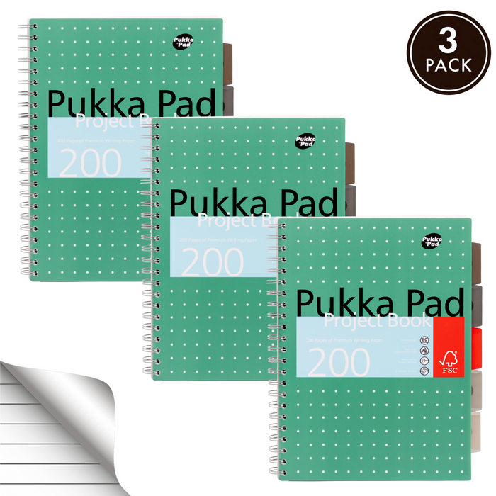 Pukka Pads Metallic Lined A4 Project Book - Pack of 3