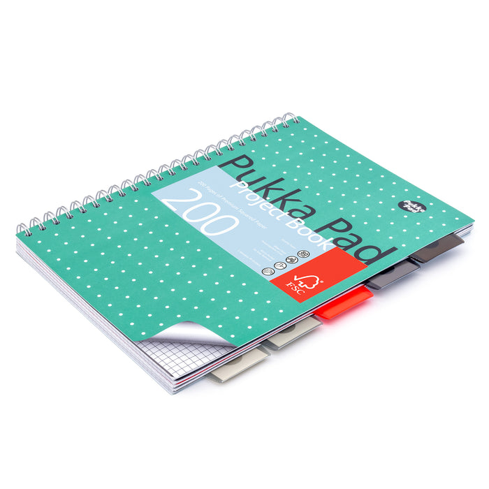 Pukka Pads Metallic 5x5 kariertes A4-Projektbuch – 3er-Pack