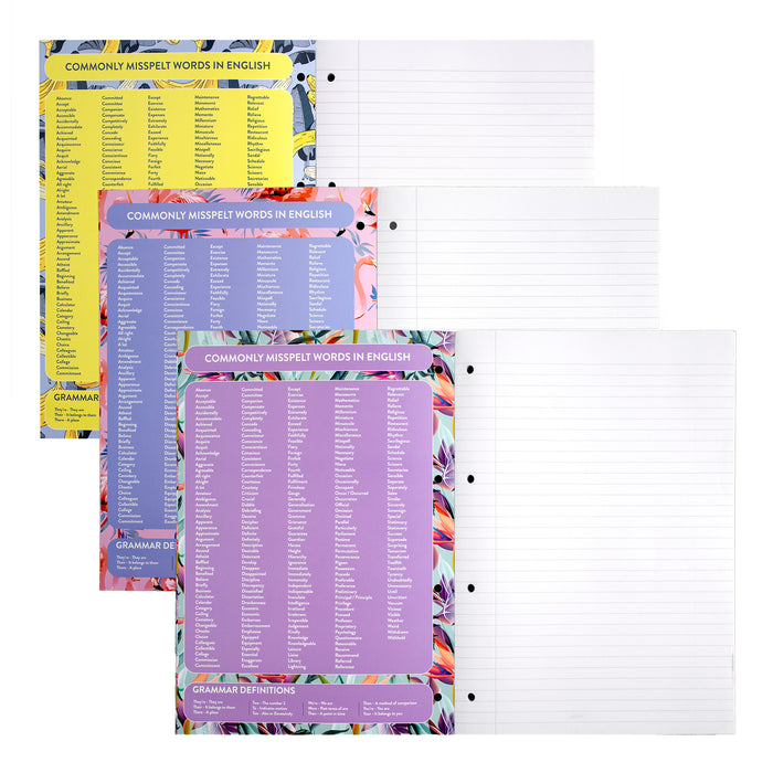 Pukka Pads Bloc de recharge A4 ligné pastel 400 pages - Assortiment de 3