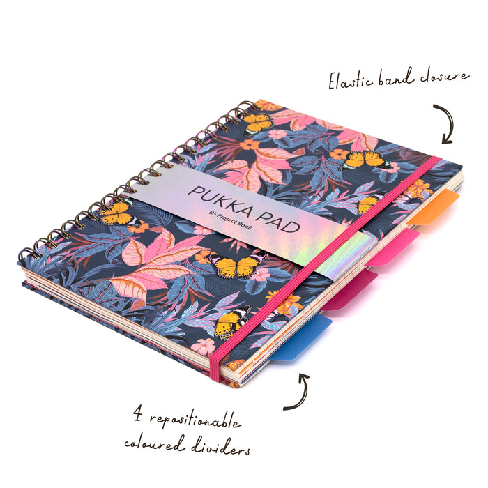 Pukka Pads Bloom B5 liniertes Hardcover-Projektbuch – sortiert, 3er-Pack 