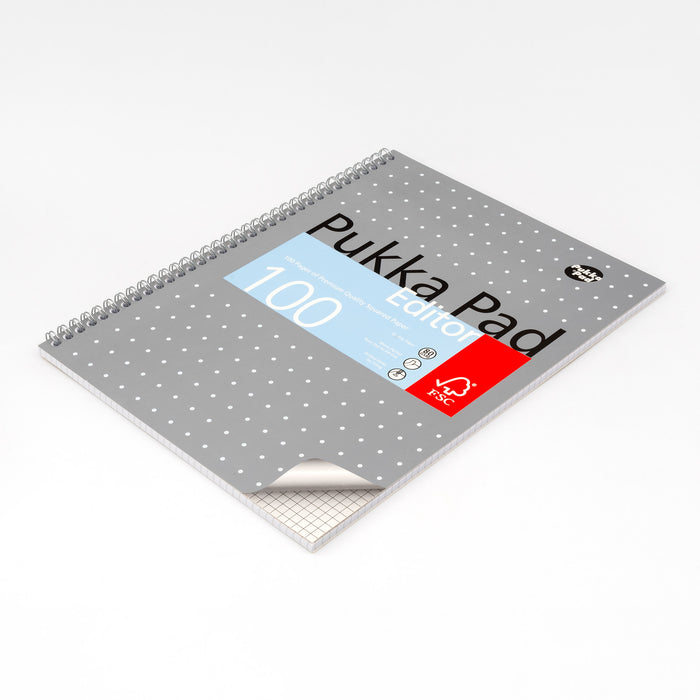 Pukka Pads A4+ 5x5 kariertes metallisches Editor-Pad – 3er-Pack