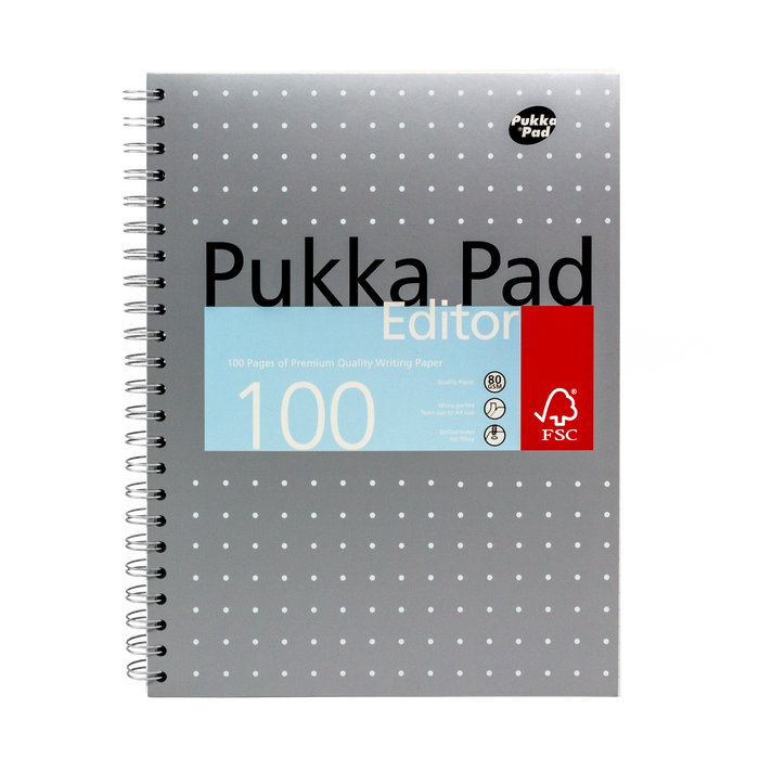 Pukka Pads A4+ Bloc d'édition métallique ligné - Paquet de 3