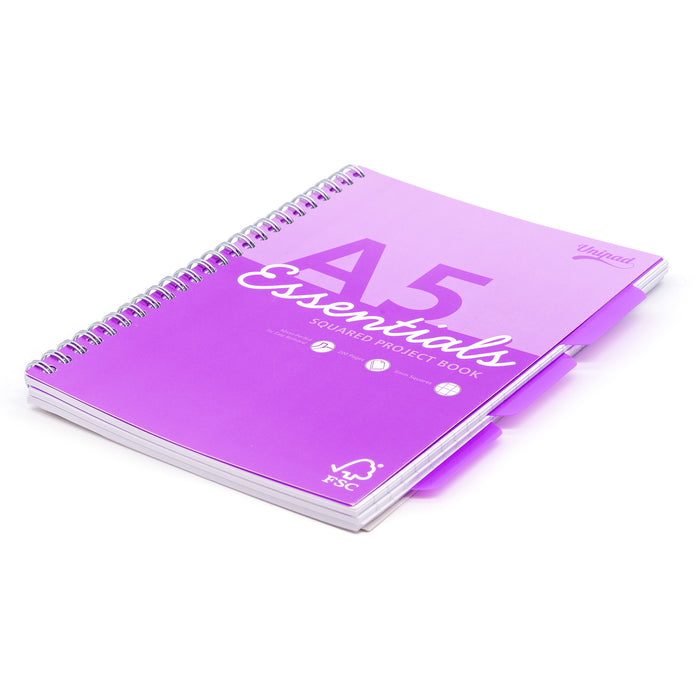 Unipad Essentials 5x5 vierkant A5-projectboek - 2 stuks, gesorteerd