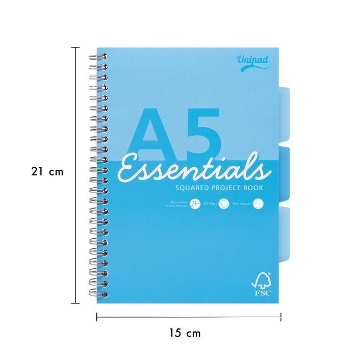 Unipad Essentials 5x5 kariertes A5-Projektbuch – 4er-Pack sortiert