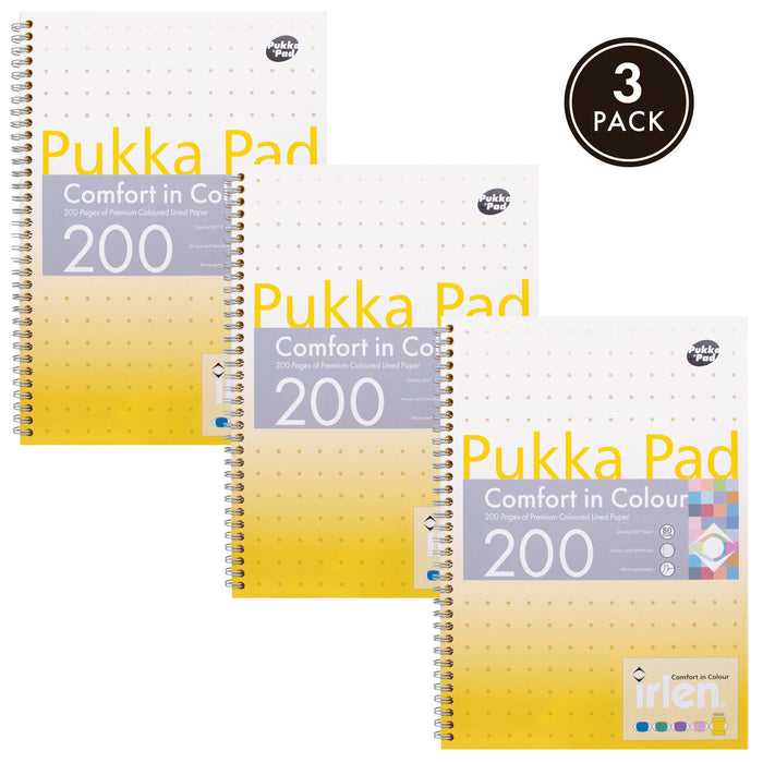 Pukka Pads Carnet A4 ligné Irlen en or - Paquet de 3