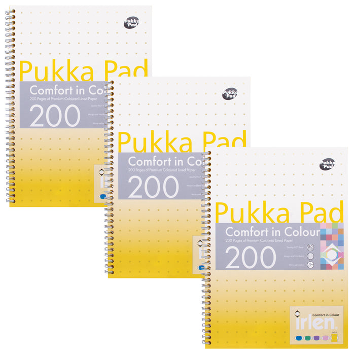 Pukka Pads Irlen liniertes A4-Notizbuch in Gold – 3er-Pack 