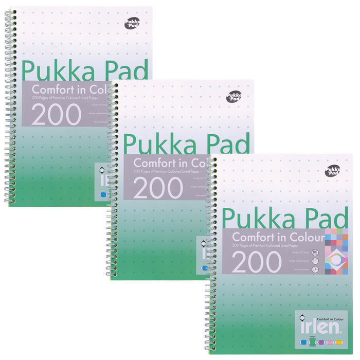 Pukka Pads Irlen liniertes A4-Notizbuch in Grün – 3er-Pack 