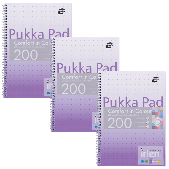 Pukka Pads Irlen liniertes A4-Notizbuch in Lavendel – 3er-Pack 