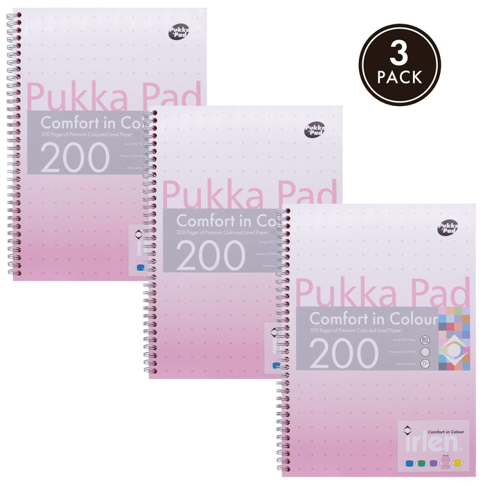 Pukka Pads Irlen Lined A4 Notebook in Rose - Pack of 3