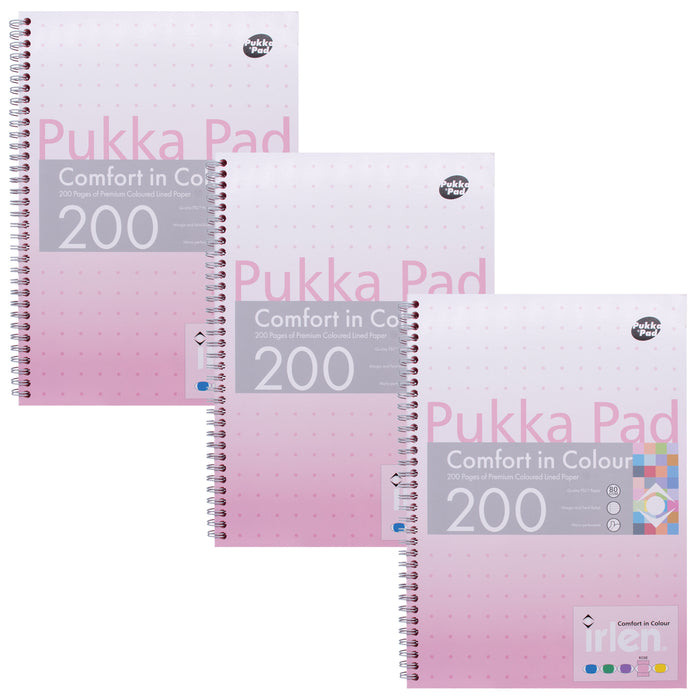 Pukka Pads Carnet A4 ligné Irlen en rose - Paquet de 3