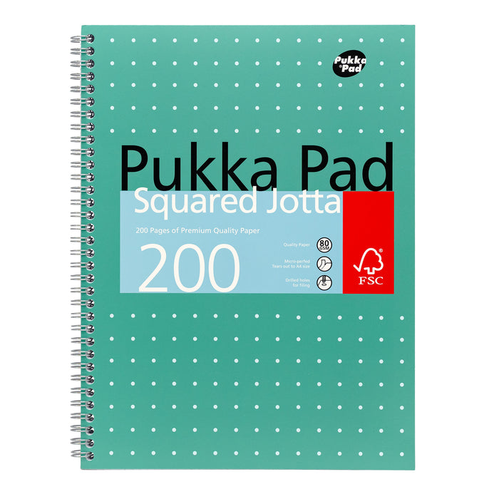 Pukka Pads Metallic A4 5x5 Squared Jotta Notebook - Pack of 3