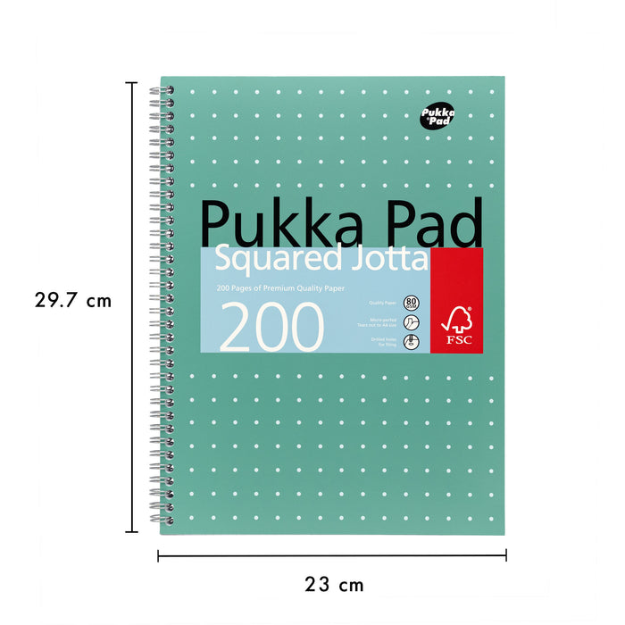 Pukka Pads Metallic A4 5x5 Squared Jotta Notebook - Pack of 3