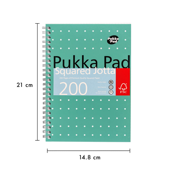 Pukka Pads A5 Metallic 5x5 kariertes Jotta-Notizbuch – 3er-Pack