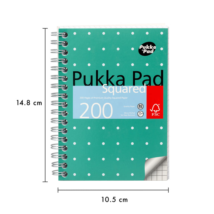 Pukka Pads A6 Metallic 5x5 kariertes Jotta-Notizbuch – 3er-Pack