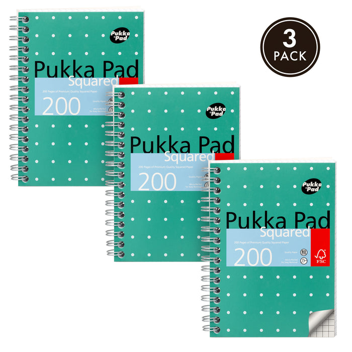 Pukka Pads A6 Metallic 5x5 Squared Jotta Notebook- Pack of 3