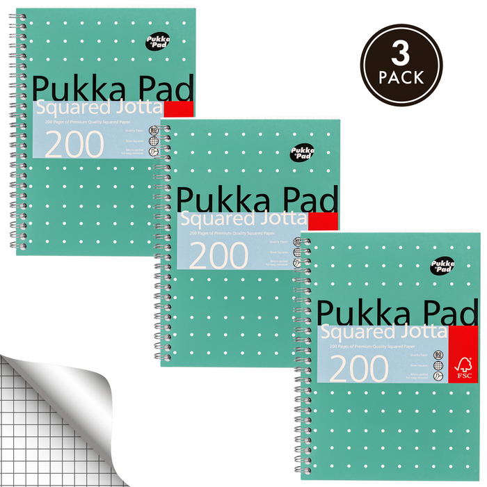 Pukka Pads A5 Metallic 5x5 Squared Jotta Notebook - Pack of 3