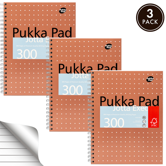 Pukka Pads A4 Metallic Executive liniertes Jotta-Notizbuch – 3er-Pack