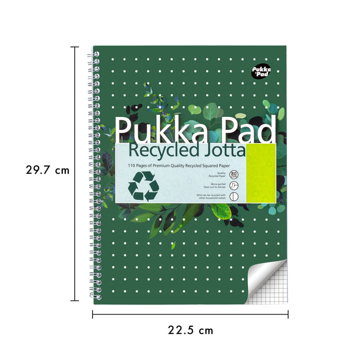 Pukka Pads Carnet recyclé A4+ 5x5 carrés - Paquet de 3