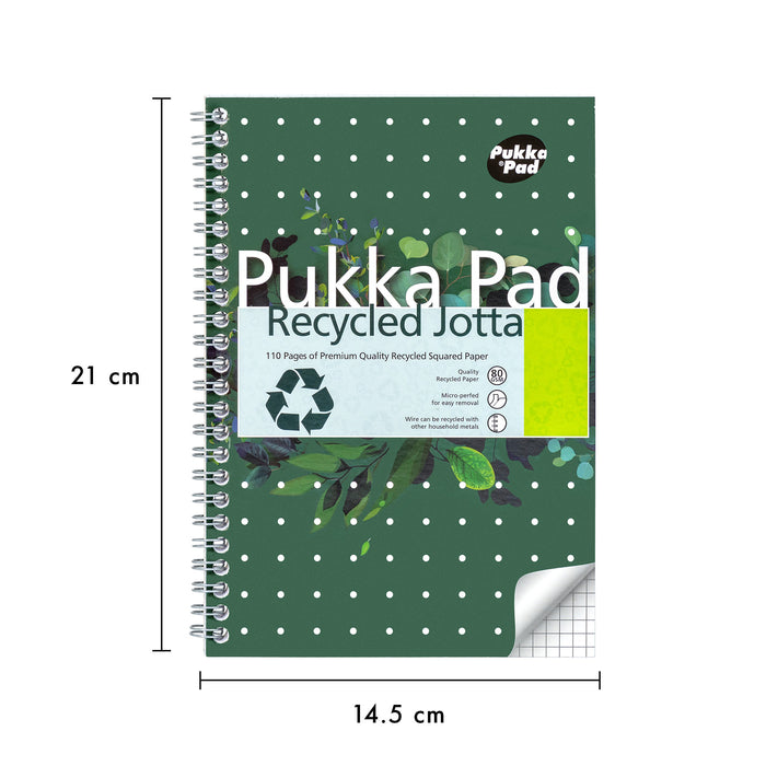 Pukka Pads A5 5x5 kariertes Recycling-Notizbuch – 3er-Pack