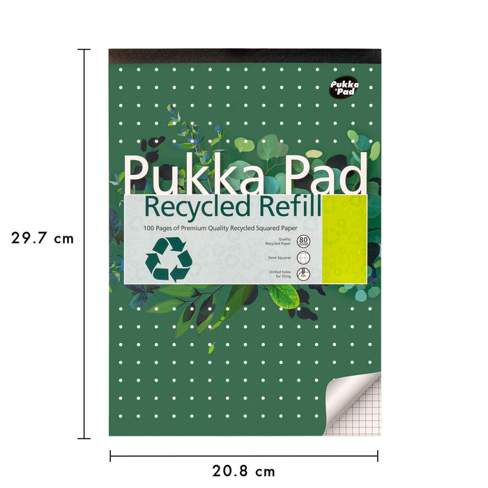 Pukka Pads Bloc de recharge recyclé A4 5x5 carrés - Paquet de 6