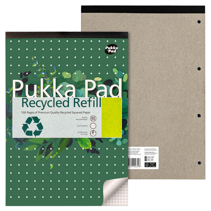 Pukka Pads Bloc de recharge recyclé A4 5x5 carrés - Paquet de 6