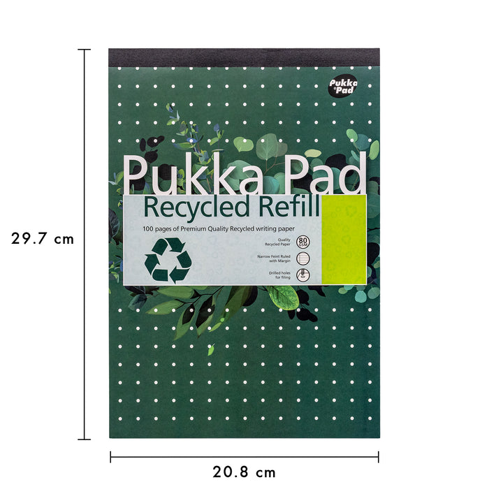  Pukka Pads  Bloc de recharge recyclé ligné A4- Paquet de 6