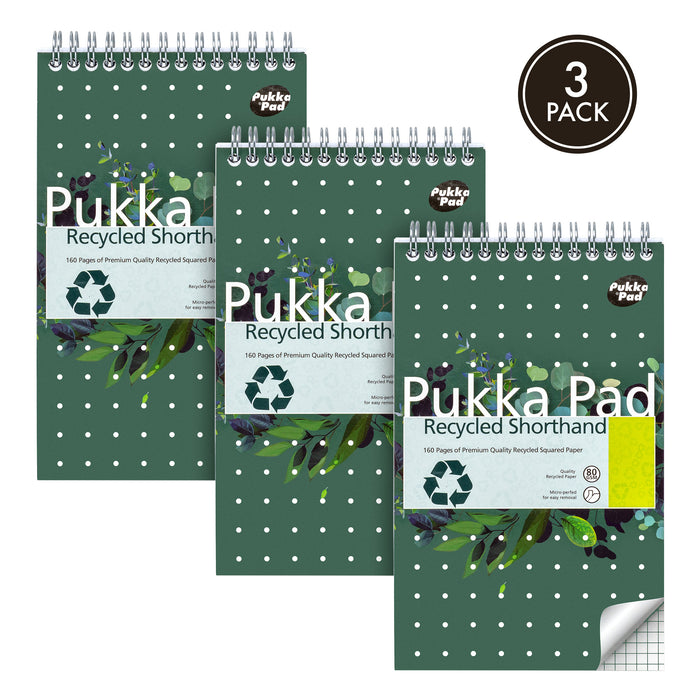 Pukka Pads Bloc de sténographie recyclé 5x5 carrés - Paquet de 3