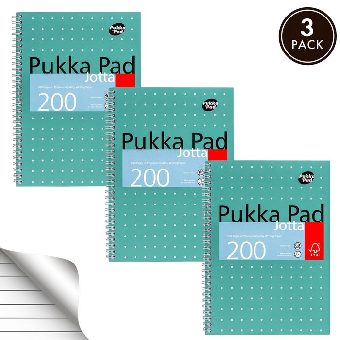 Pukka Pads Metallic-liniertes B5-Jotta-Notizbuch – 3er-Pack 