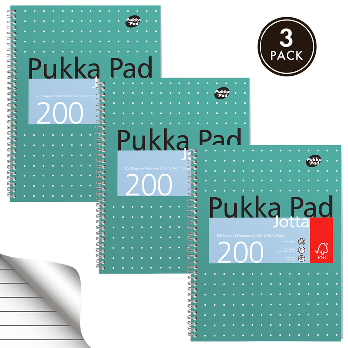 Pukka Pads A4 Metallic liniertes Jotta-Notizbuch – 3er-Pack