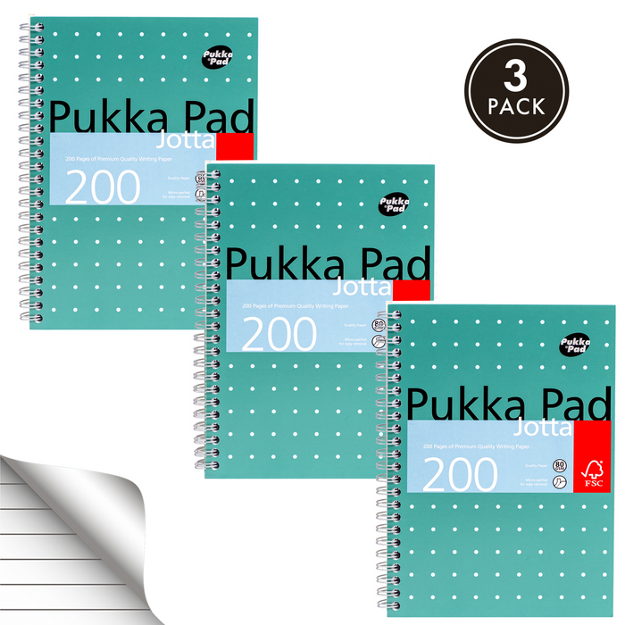 Pukka Pads Carnet Jotta métallique A5 ligné métallisé - Paquet de 3