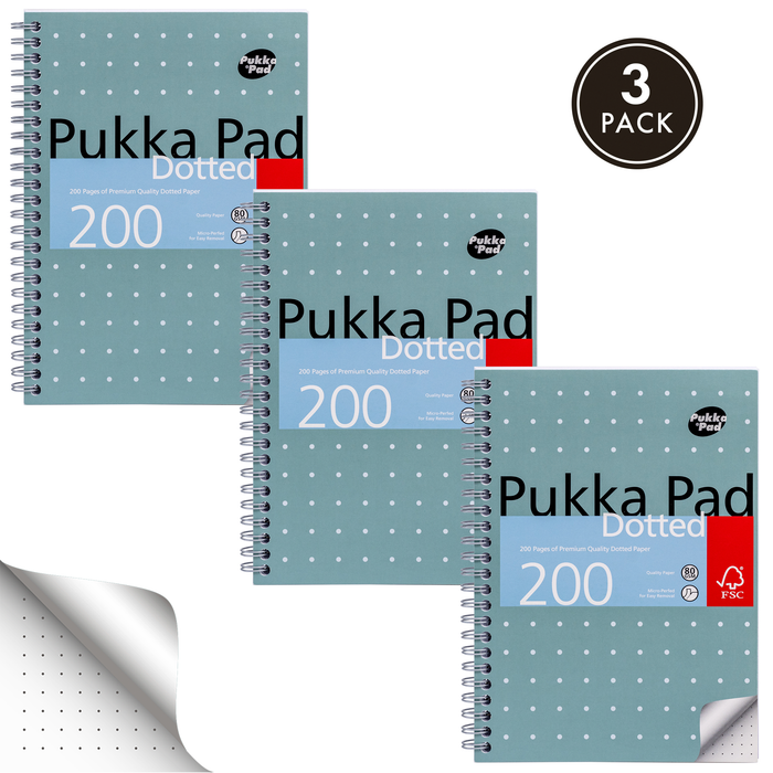 Pukka Pads Carnet Jotta A5 à grille de points métallique de 5 mm - Paquet de 3