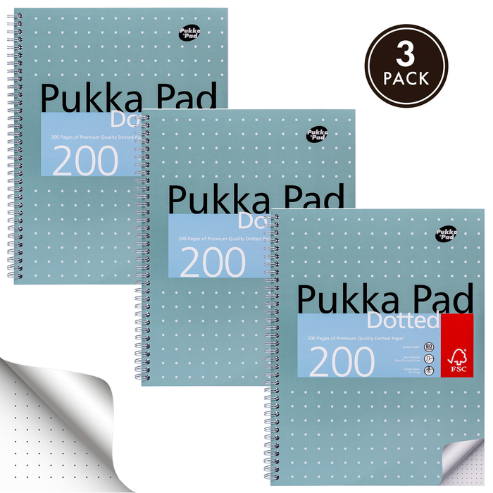 Pukka Pads Carnet Jotta A4 à grille de points métallique de 5 mm - Paquet de 3