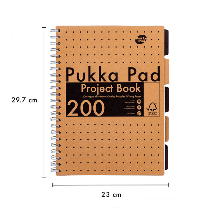 Pukka Pads Kraft liniertes A4-Projektbuch – 3er-Pack